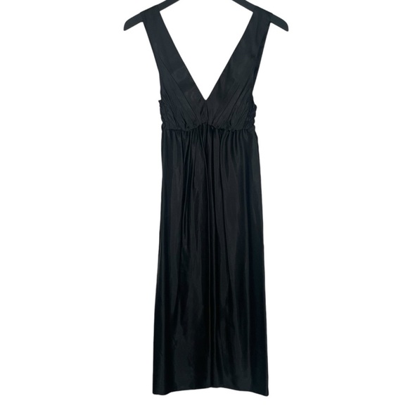 Vintage Scanlan & Theodore Satin Knee Length Midi Dress in Black Size S - Picture 2 of 9